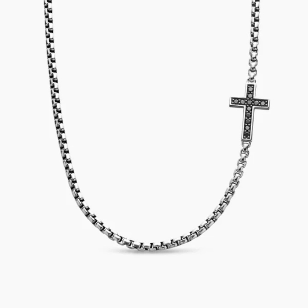 David Yurman Silver Necklace with Black Accents